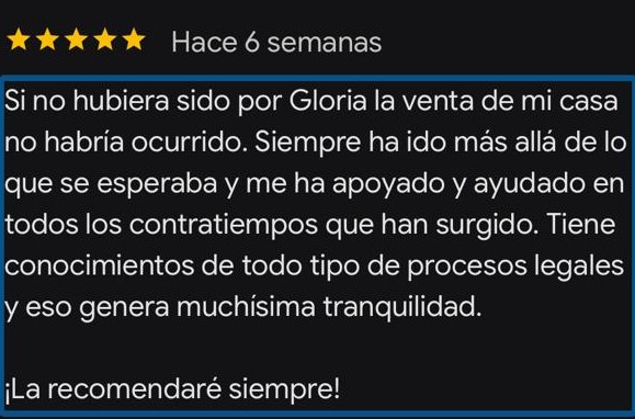 Reseña de cliente sobre la venta de su casa con Gloria Seminario